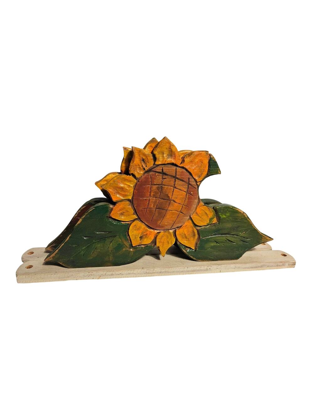 Vintage Handmade Sunflower Curtain Rod Brackets | Country Farmhouse | Pair